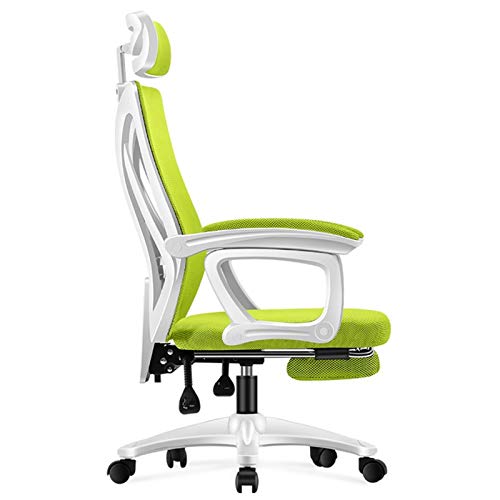 Sessel Executive Recline Netz-Bürostuhl mit hoher Rückenlehne, mit Armlehnen und verstellbarer Kopfstütze, bequem zum Liegen, mit Fußstütze, Gaming-Sitze, belastbar bis 150 kg (Farbe: Grün, Größe: B) von WADRBSW