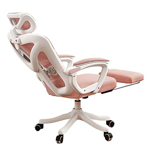 WADRBSW 360 drehbarer Bürostuhl, Chefschreibtischstuhl mit Rollen, Home-Office-Schreibtischstuhl mit Kopfstütze und Rückenlehne, ergonomischer Bürostuhl mit Fußstütze, Pink to Pursue Happiness von WADRBSW