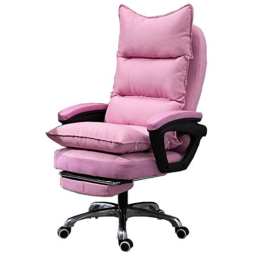 WADRBSW Sessel, Chefsessel, Bürostuhl, Computerstuhl, erhöhtes Design, Liegesessel, mit Fußstütze, Abnehmbarer und waschbarer Stoffbezug, Schwerer Fuß (Farbe: Pink) to Pursue Happiness von WADRBSW