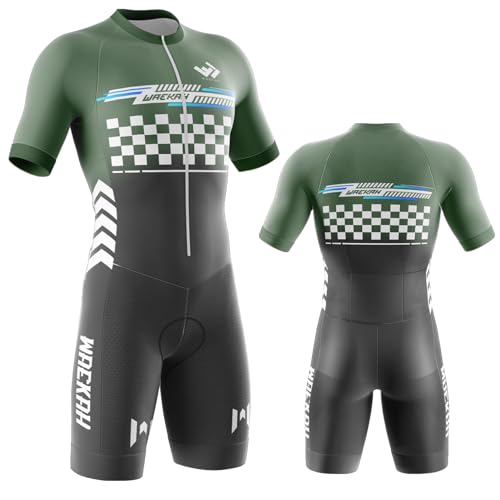 WAEKAH Bike Wear Radsport Bekleidung Herren Summer Style Triathlon Tri Anzug Triathlon Anzug Herren Triathlon Tri Short Trisuit Einteiler 3Taschen für Wettkampf Run, Cycle, Swim, (U8,M) von WAEKAH