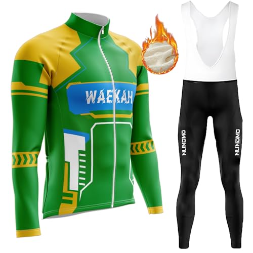 Radtrikot Herren Langarm Set,Radtrikot Herren Damen Langarm Atmungsaktiv Schnell Trocknen Elastische Funktionsshirt Fahrradtrikot für Radsport mit 9D Sitzpolster (U9,2XL) von WAEKAH