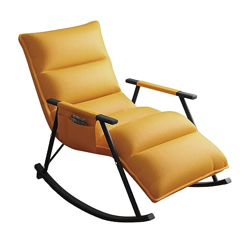 Gepolsterter Schaukelstuhl für das Kinderzimmer, Liegestühle aus Leder mit verstellbarer Rückenlehne und Fußstütze, ergonomischer Lounge-Stuhl, gepolsterter Schaukelstuhl, moderner Stuhl für das von WAGXIyU