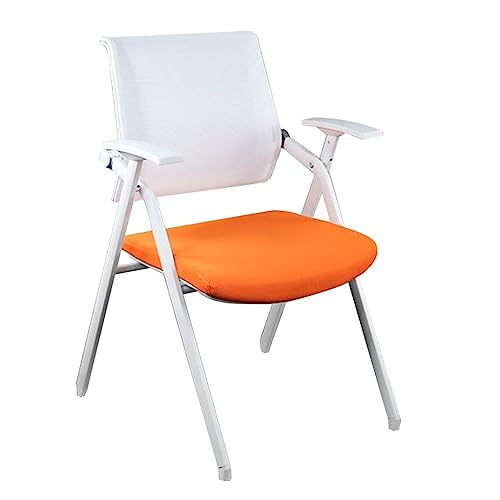 Stapelbare Konferenzraumstühle, Studentenstuhl mit befestigtem Schreibtisch, Tablet-Sessel mit Lüftungsschlitzen an der Rückseite, stapelbar für Gäste, für Büro, Schule, Klassenzimmer (Farbe: Orange von WAGXIyU