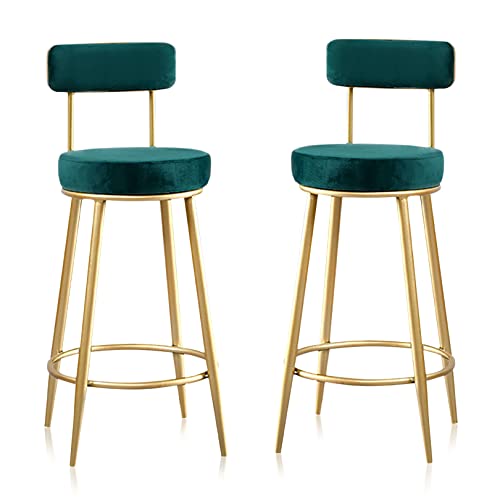 WAGXIyU Küchen-Barhocker aus Samt mit vergoldeten Metallbeinen, gepolsterte Stühle, hoher Hocker in Thekenhöhe für Kücheninsel, Bar und Café von WAGXIyU
