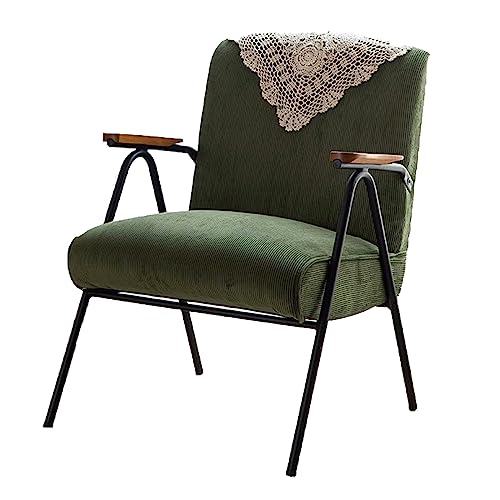 WAGXIyU Moderner Cord-Sessel, getufteter Sessel, Lounge-Stuhl, Einzelsofa mit Metallbeinen für Schlafzimmer/Wohnzimmer/Lesen (Farbe: Grün) von WAGXIyU