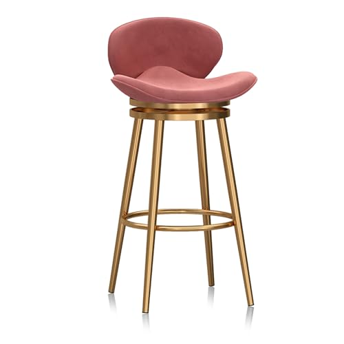 WAGXIyU Samt-Barhocker, 1er-Set, um 360 Grad drehbare Barhocker, Moderne gepolsterte Barstühle mit Rückenlehne und Fußstütze, Esszimmerstühle für die Heimkücheninsel, Pink von WAGXIyU