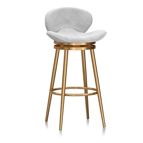 WAGXIyU Samt-Barhocker, 1er-Set, um 360 Grad drehbare Barhocker, Moderne gepolsterte Barstühle mit Rückenlehne und Fußstütze, Esszimmerstühle für die Kücheninsel zu Hause, Weiß von WAGXIyU