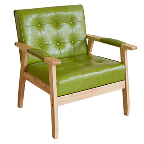 WAGXIyU Sessel für Wohnzimmer, Esszimmerstühle, moderner Lederpolsterstuhl mit Armlehnen, Mid-Century-Sofastuhl mit Knopf, Ohrensessel, Lesesessel für Schlafzimmer, Empfangsraum (grün) von WAGXIyU