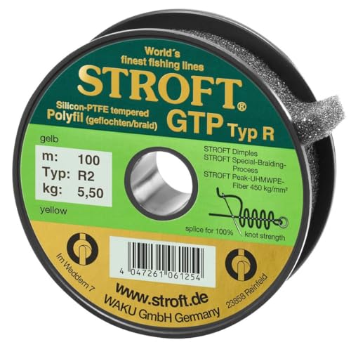 Schnur STROFT GTP Typ R Geflochtene 100m gelb, R2-0.180mm-5.5kg von WAKU
