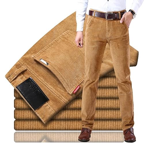 WAMIZEU Cordhose für Herren, klassische Passform, gerade Stretch-Hose, Business-Hose, schmale Passform, Khaki 1, 36 W WAMIZEU Cordhose für Herren, klassische Passform, gerade Stretch-Hose, Business-Hose, schmale Passform, Khaki 1, 36 W von WAMIZEU
