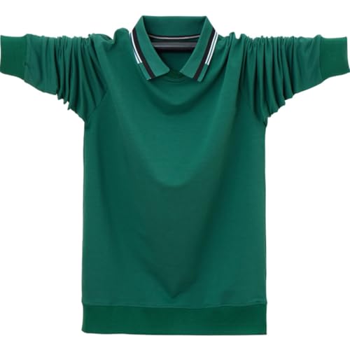 WAMIZEU Herren-Poloshirt, Übergröße, langärmelig, große und große Poloshirt, klassische Passform, weiche Baumwolle, Schwarz von WAMIZEU