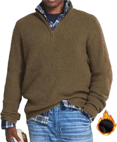 WAMIZEU Herren-Pullover aus Kaschmir, Business-Pullover, lässig, mit Reißverschluss, Polokragen, 1/4-Reißverschluss, Braun, Größe XXL WAMIZEU Herren-Pullover aus Kaschmir, Business-Pullover, lässig, mit Reißverschluss, Polokragen, 1/4-Reißverschluss, Braun, Größe XXL von WAMIZEU