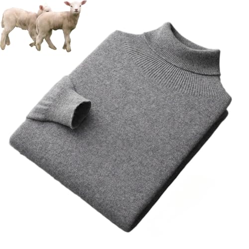 WAMIZEU Kaschmir-Pullover für Herren, Kaschmir-Strickpullover, weich, warm, lässig, Basic-Sweatshirt, Winterpullover (Grau 2, XXL) von WAMIZEU