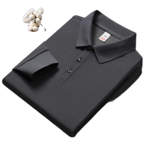 WAMIZEU Langärmeliges Herren-Poloshirt, Baumwolle, Arbeitsbekleidung, T-Shirt, atmungsaktiv, Laufen, Sport, Golf, Größe S-5XL (Grau, S) von WAMIZEU