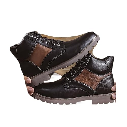 WAMIZEU Lederstiefel mit Reißverschluss, Derby-Stiefel für Herren, Derby, Leder, Reißverschluss, Business, Arbeit, Büro, trendig, bequem (Schwarz 1,41) von WAMIZEU