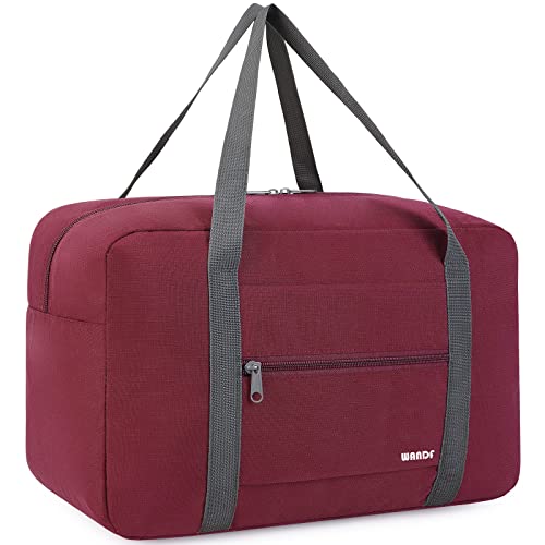 Ryanair Handgepäck 40x20x25cm Handgepäck Tasche für Flugzeug Reisetasche Klein Faltbare Sporttasche Weekender Handgepäck Koffer für Herren und Damen von WANDF (Weinrot 20L) von WANDF