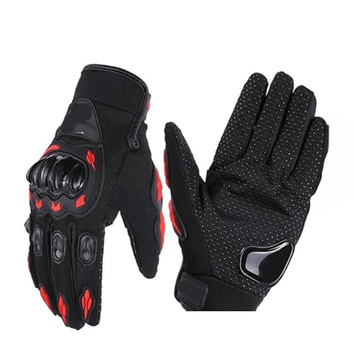 Motorradhandschuhe Handschuhe, atmungsaktive Fahrradhandschuhe mit allen Fingern, Handschuhe zur Kollisionsvermeidung for Motorradfahrer, Outdoor-Sporthandschuhe Motorrad Handschuhe(Black Red,M) von WANGBINGXING
