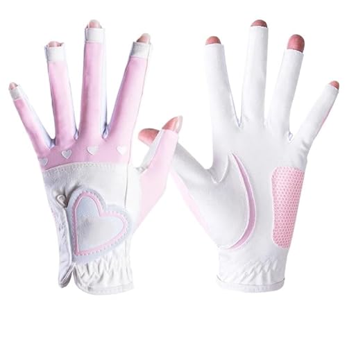 WANGBINGXING Golfhandschuhe 1 paar Frauen Golf Handschuhe Damen Anti-Slip Elastische Golf Handschuhe Patchwork Links Rechts Hand Golfhandschuhe Damen(Pink,21) von WANGBINGXING