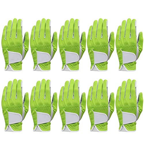 WANGBINGXING Golfhandschuhe 10 stücke Golfhandschuh Männer Linke Hand Atmungsaktive grüne 3D Performance Mesh rutschfeste Micro Faser Golfhandschuhe Golfhandschuhe Damen(Worn on Left Hand G,22 Small) von WANGBINGXING