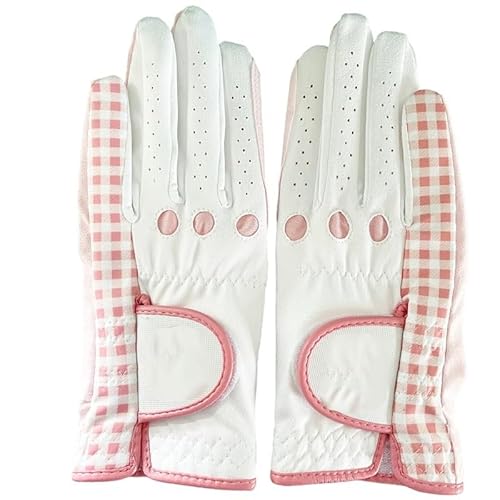 WANGBINGXING Golfhandschuhe Golf Handschuhe Dame Tragen Atmungsaktive rutschfeste Mode Hände Golfhandschuhe Damen(Pink,19) von WANGBINGXING