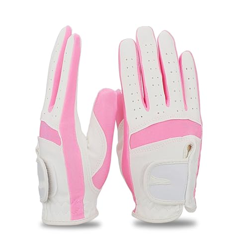 WANGBINGXING Golfhandschuhe Golf Handschuhe for Kinder Stoff Tuch Junge Mädchen Blau Rosa Hände Praxis Golfhandschuhe Damen(Pink,L size 16) von WANGBINGXING