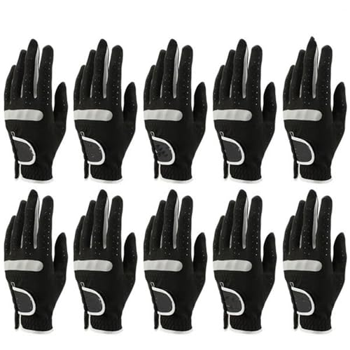 WANGBINGXING Golfhandschuhe Packung von 10. Stck Männer Golfhandschuhe atmungsaktiv schwarzer weicher Gewebe Golf Handschuh Linke Hand Golfhandschuhe Damen(25 Large) von WANGBINGXING