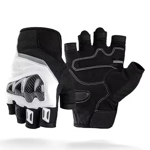 WANGBINGXING Motorradhandschuhe Halbfingerhandschuhe for Fahrradreithandschuhe mit Schutz Motorradhandschuhe Motorrad Handschuhe(White,L) von WANGBINGXING