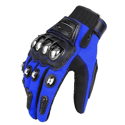 WANGBINGXING Motorradhandschuhe Motorrad Stricken Unisex Moto Touchscreen Atmungsaktive Motocross Reiten Racing Schutz Vollfingerhandschuhe Motorrad Handschuhe(Blue,XL) von WANGBINGXING
