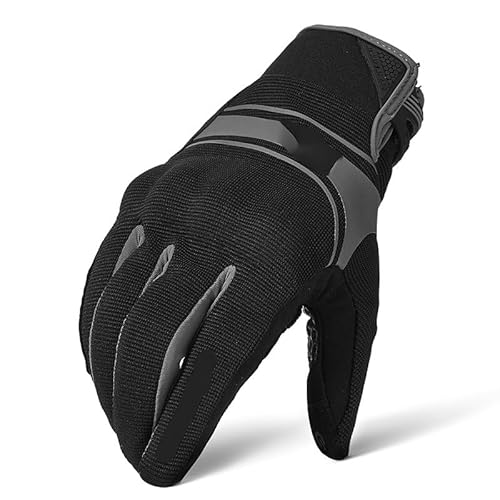 WANGBINGXING Motorradhandschuhe Reithandschuhe Racing Atmungsaktive Motorradfahrer-Touchscreen-Handschuhe for Männer Frauen Motorrad Handschuhe(Black gray,M) von WANGBINGXING