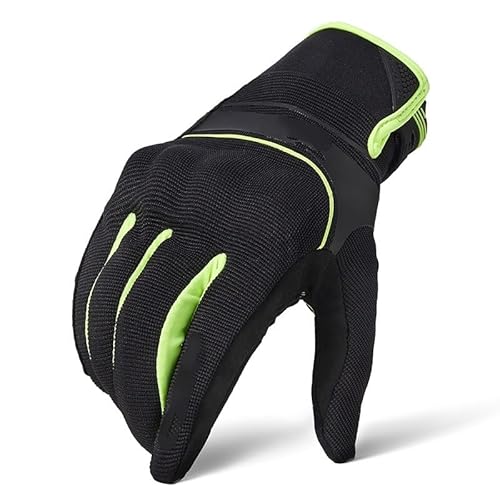 WANGBINGXING Motorradhandschuhe Reithandschuhe Racing Atmungsaktive Motorradfahrer-Touchscreen-Handschuhe for Männer Frauen Motorrad Handschuhe(Black green,XL) von WANGBINGXING
