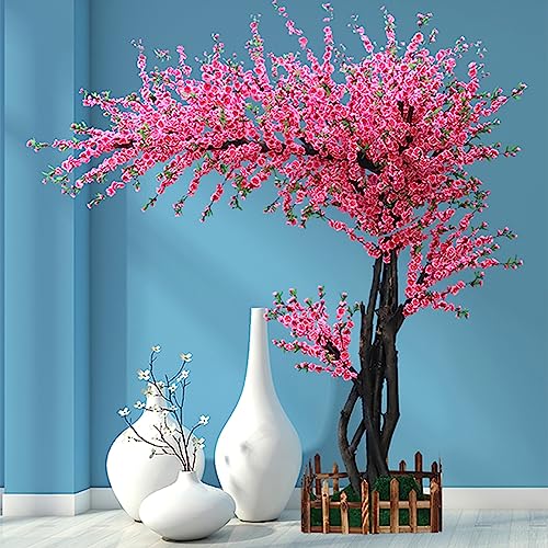 WANGLL 2 x 1,5 m/6,6 x 4,9 Fuß, Hellrosa Simulationspflanze, japanische künstliche Kirschblütenbäume, künstliche Seidenblume, Pfirsich, Dekoration für drinnen und draußen, Party, Restaurant, von WANGLL