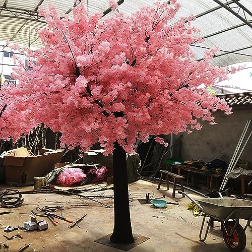 WANGLL Künstlicher Baum, großer rosafarbener Kirschbaum, Kunststoffbaum, künstlicher Baum mit gebogenem Stamm, künstlicher Baum zur Dekoration von Innen- und Außengärten, 1,2 x 1 m/3,9 x 3,2 Fuß von WANGLL