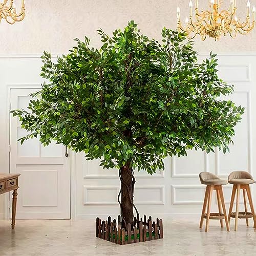 WANGLL Künstlicher Ficusbaum, große Pflanzensimulation, Innen-/Außendekoration für Wohnzimmer, Einkaufszentrum, Boden, Topfgrün, Grün, 4 x 3,5 m von WANGLL