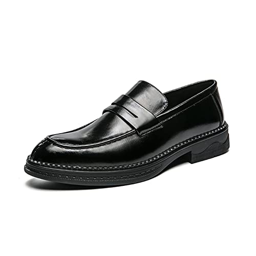 WANGLL Loafer-Schuhe, Mokassins für Herren, einfache Slip-On-Penny-Loafer, veganes Leder, rutschfest, Flacher Absatz, Flexible Outdoor-Slipper von WANGLL