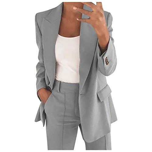 Blazer Damen Sportlich Hosenanzug Gutschein Elegant Business Anzug Set Hosenanzug Blazer Hose 2-teilig Anzug Karo Einfarbig Zweiteiler Sale Angebote Slimfit Festlich Sportlich Hosenanzug Streetwear von WANGTIANXUE