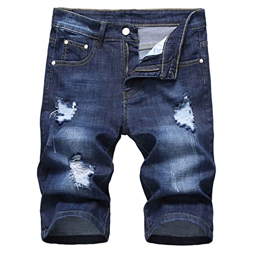 Jeans Shorts Herren Kurze Hosen Herren Personalisierte Geschenke Casual Bermuda Hose Männer Basic Stretch Shorts Slim Fit Shorts Baumwolle Denim Kurz Short Sommer Denim Half Pants Herrenshorts von WANGTIANXUE