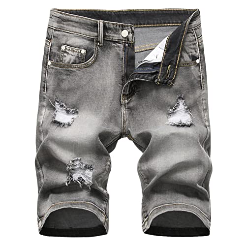 WANGTIANXUE Jeans Shorts Herren Kurze Hosen Herren Geschenke für Männer Casual Bermuda Hose Basic Stretch Shorts Slim Fit Shorts Baumwolle Denim Kurz Short Sommer Denim Half Pants Sweathose Blau von WANGTIANXUE