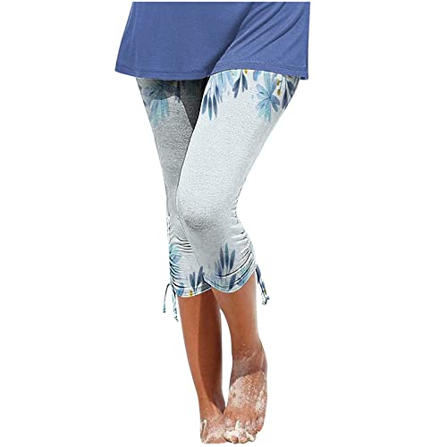 WANGTIANXUE Sommerhose Damen Leicht Caprihose Damen Sommer 3/4 Hose Straight Bein Freizeithose Trekkinghose Weiße Lang Capri Hose Lässige Outdoorhose Strandhose Stretch Dreiviertel Hosen Sporthose von WANGTIANXUE