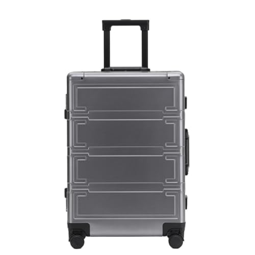 WANGWANGDUI Koffer Business-Trolley Aus Aluminium-Magnesium-Legierung, 24 Zoll, Retro-Gepäck, Metallbox, Bordkoffer, 20 Zoll FferHandgepäck(Gray,20in) von WANGWANGDUI