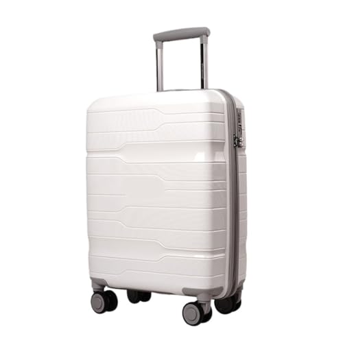 WANGWANGDUI Koffer Gepäck 20-Zoll-Boarding-Koffer, minimalistischer Passwort-Koffer, 24-Zoll-Universal-Rollen-Trolley-Koffer FferHandgepäck(White,20in) von WANGWANGDUI