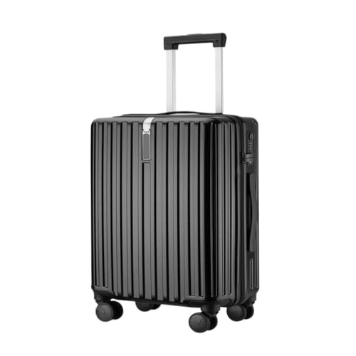 WANGWANGDUI Koffer Herren- und Damen-Aluminiumrahmen-Koffer, Trolley-Koffer, Boarding-Koffer, geräuschlos, Universal-Rad, Passwort-Box FferHandgepäck(Black,26) von WANGWANGDUI