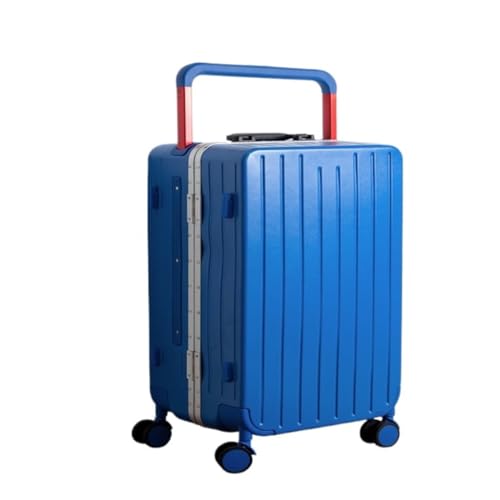 WANGWANGDUI Koffer Koffer, Breiter Trolley, Aluminiumrahmen, 24-Zoll-Koffer for Damen, Robuster Und Langlebiger Trolley-Koffer for Herren FferHandgepäck(Blue,24) von WANGWANGDUI