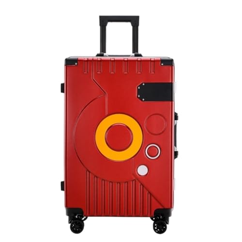 WANGWANGDUI Koffer Trendiger Trolley-Koffer mit Aluminiumrahmen for Herren und Damen mit 360°-Universalrädern, 22-Zoll-Freizeitkoffer FferHandgepäck(Red) von WANGWANGDUI