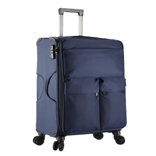 WANGWANGDUI Koffer Ultraleichter Oxford-Stoffkoffer, 28-Zoll-Koffer, Kleiner Boarding-Koffer, 20-Zoll-Passwort-Trolley-Koffer, 24 Zoll FferHandgepäck(Blue,24in) von WANGWANGDUI