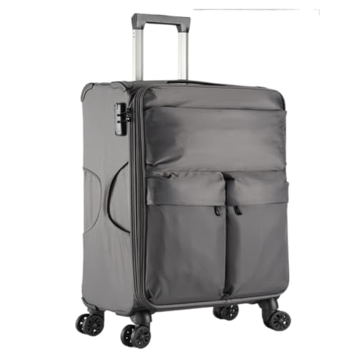 WANGWANGDUI Koffer Ultraleichter Oxford-Stoffkoffer, 28-Zoll-Koffer, Kleiner Boarding-Koffer, 20-Zoll-Passwort-Trolley-Koffer, 24 Zoll FferHandgepäck(Gray,24in) von WANGWANGDUI