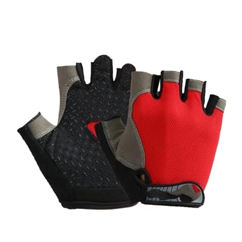 WANGZEYU Gym Handschuhe Anti-Rutsch-Gymnastikhandschuhe, Outdoor-Sommer-Fingerlose Handschuhe, Sporthandschuhe Fitness Handschuhe(Red,M) von WANGZEYU