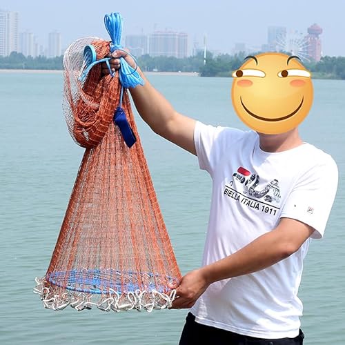 Wurfnetz Zum Fischen Landung Net Fish Cast Net Fishing Network Fishing Trap Hand-Throw Fly Fish Network mit Eisensenkern Netting Fischnetz Wurfnetz(480) von WANGZEYU