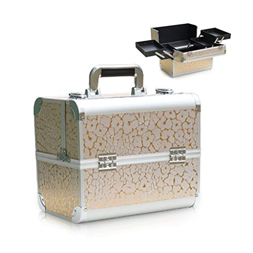 Werkzeugkasten, Werkzeugkasten, Make-up-Koffer, professioneller Kosmetikkasten, tragbare Make-up-Box aus Aluminium mit faltbaren 4 Ablagen und 2 Werkzeug-Organizer mit Schnalle und Schloss von WANHAOAONY