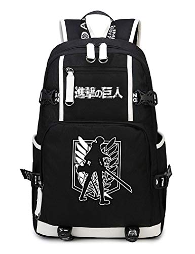 WANHONGYUE Attack on Titan Anime Backpack Schüler Schultasche Laptop Rucksäcke Freizeittasche Daypack Schwarz-6 von WANHONGYUE
