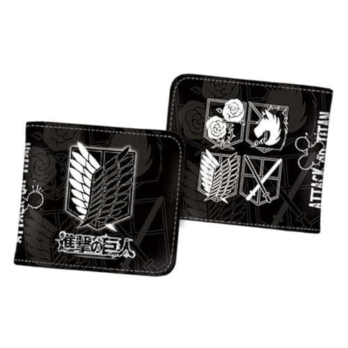 WANHONGYUE Attack on Titan Anime Bild gedruckt Brieftaschen für Frauen Herren Bifold Wallet mit 6 Slots 1 ID-Fenster /15 von WANHONGYUE